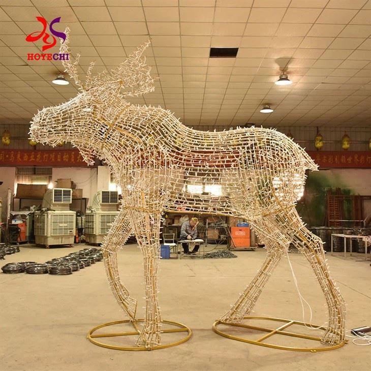 2025 3M Height 3D Reindeer LED Motif Light For Holiday Outdoor Park Christmas Street Decorations Giant Garden Lighting