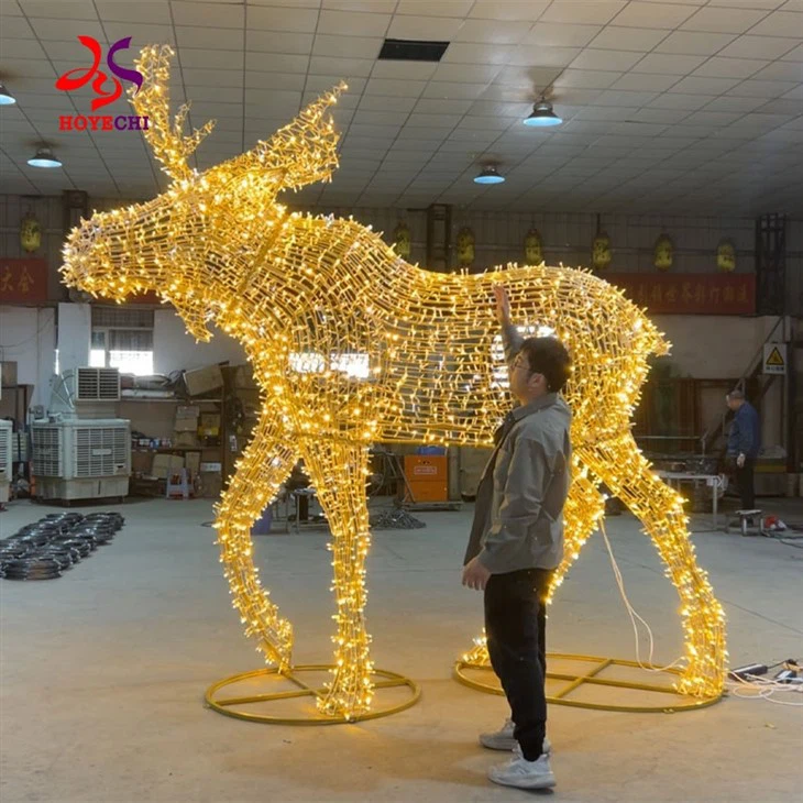2025 3M Height 3D Reindeer LED Motif Light For Holiday Outdoor Park Christmas Street Decorations Giant Garden Lighting