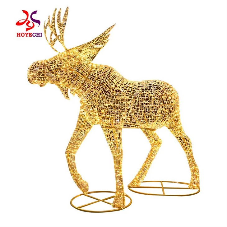 2025 3M Height 3D Reindeer LED Motif Light For Holiday Outdoor Park Christmas Street Decorations Giant Garden Lighting